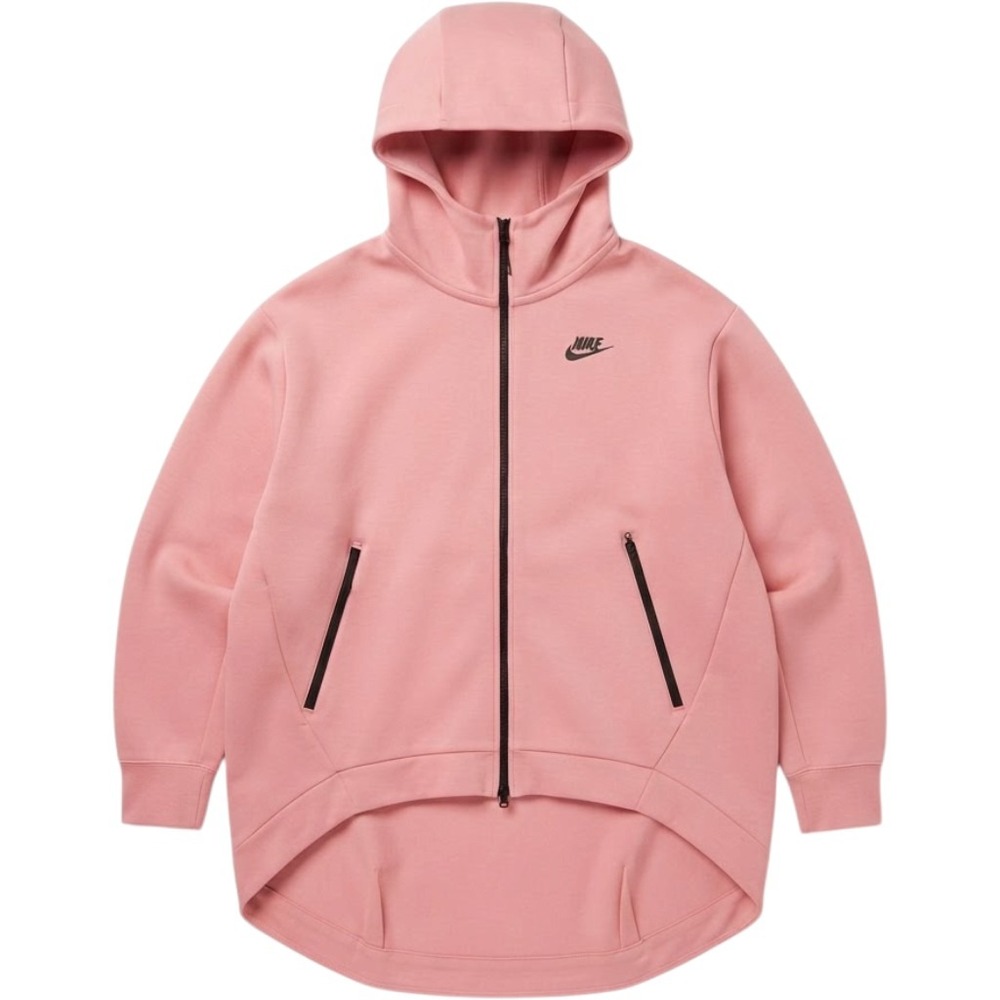 Nike Tech Fleece Full Zip Hoodie Pink High Low Hem Women's Large AR2848-646